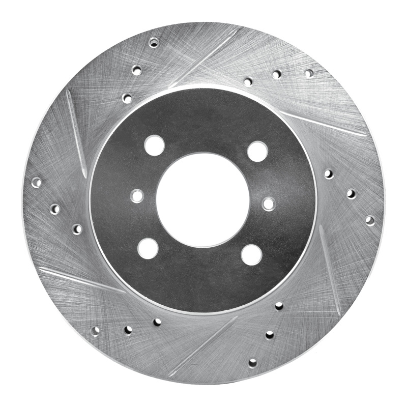 Mitsubishi Lancer Brake Rotor (1) - Front Left - R1 Concepts - Drilled & Slotted - Silver - `98-`07 Mitsubishi Lancer Brake Rotor (1) - Front Left - R1 Concepts - Drilled & Slotted - Silver - `98-`07